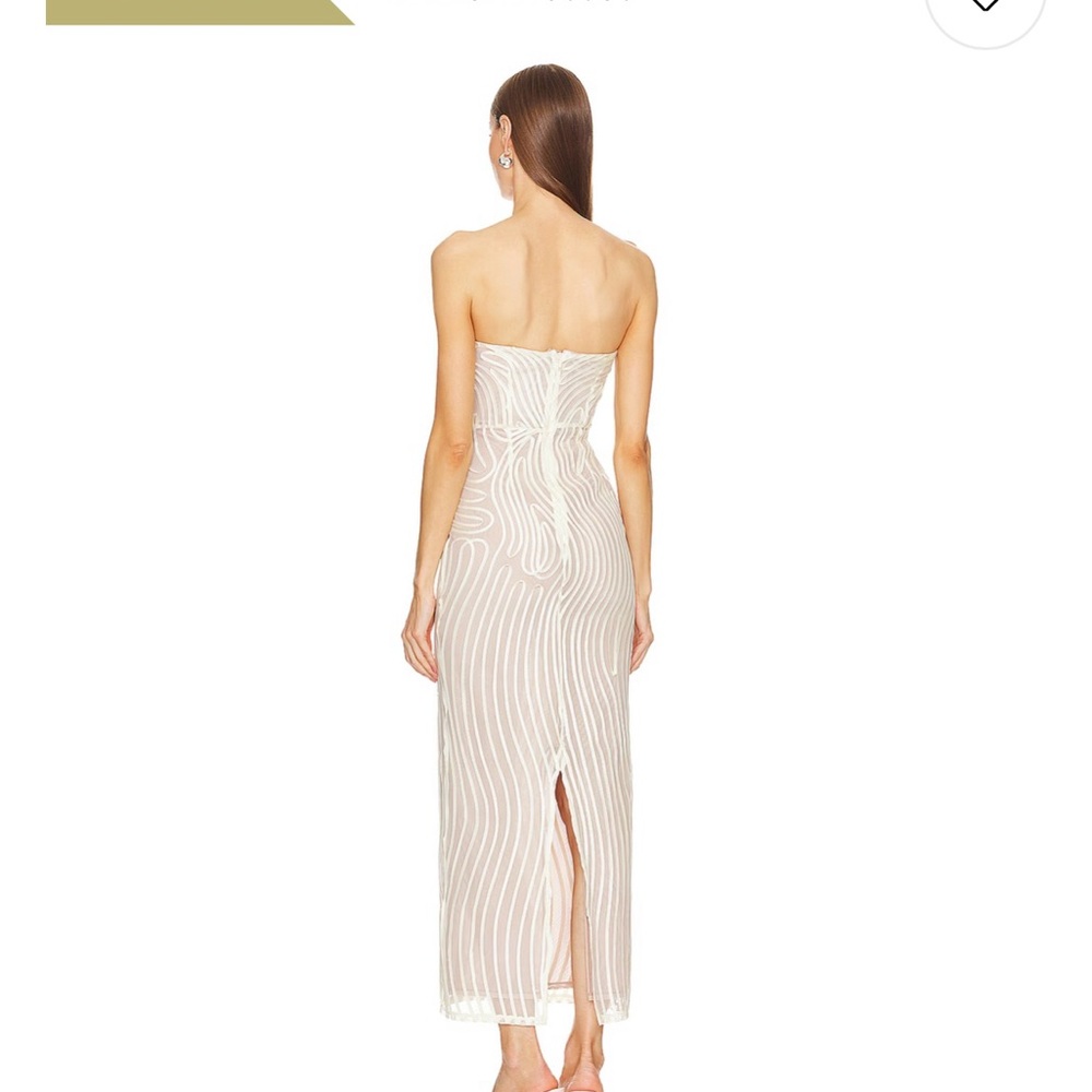 REVOLVE Silver Ribbed Strapless Sheath Dress - Picture 3 of 4